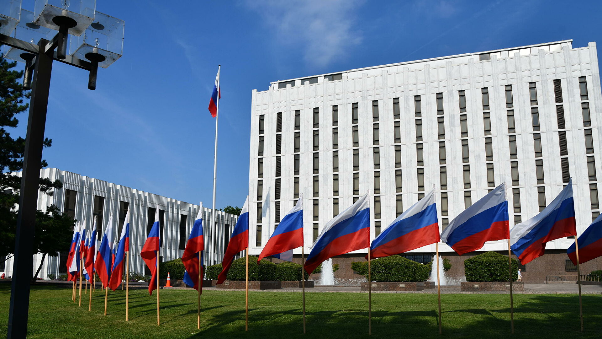 International Flags and Embassy Concept